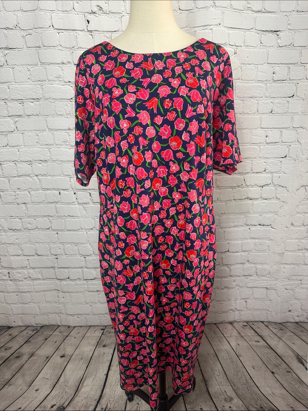 Lands’ End Deep Sea Tulip Ponte Knit Sheath Dress Size 18W